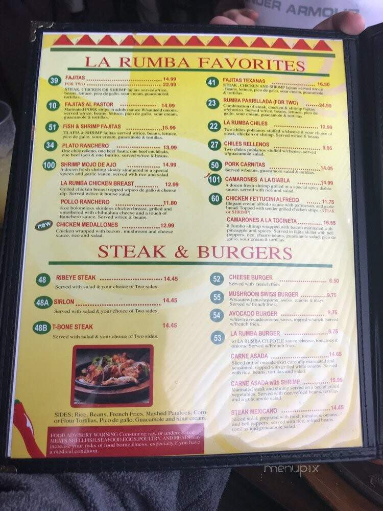 La Rumba - Jennings, LA menu_pic