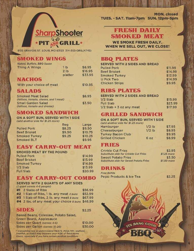 SharpShooter Pit and Grill - Affton, MO menu_pic
