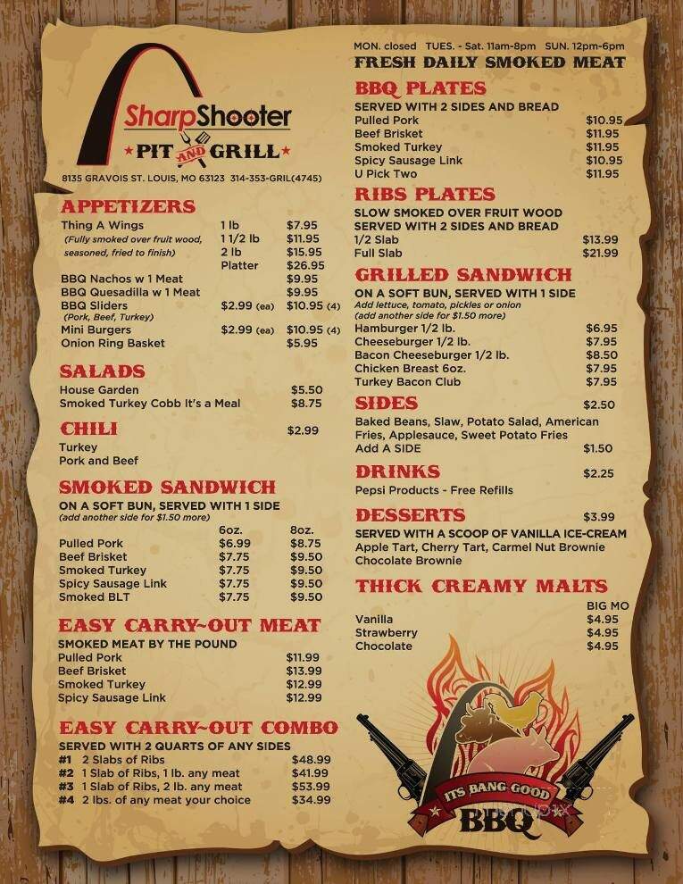 SharpShooter Pit and Grill - Affton, MO menu_pic
