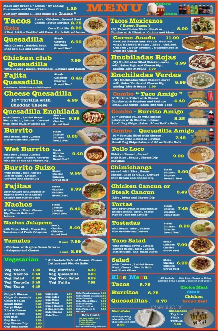Don Luna Mexican Restaurant - Marion, IL menu_pic