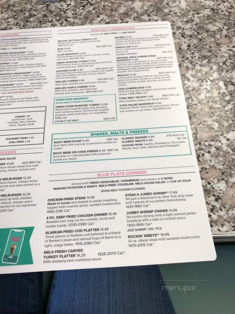The Original Mel's Diner - Pinole, CA menu_pic