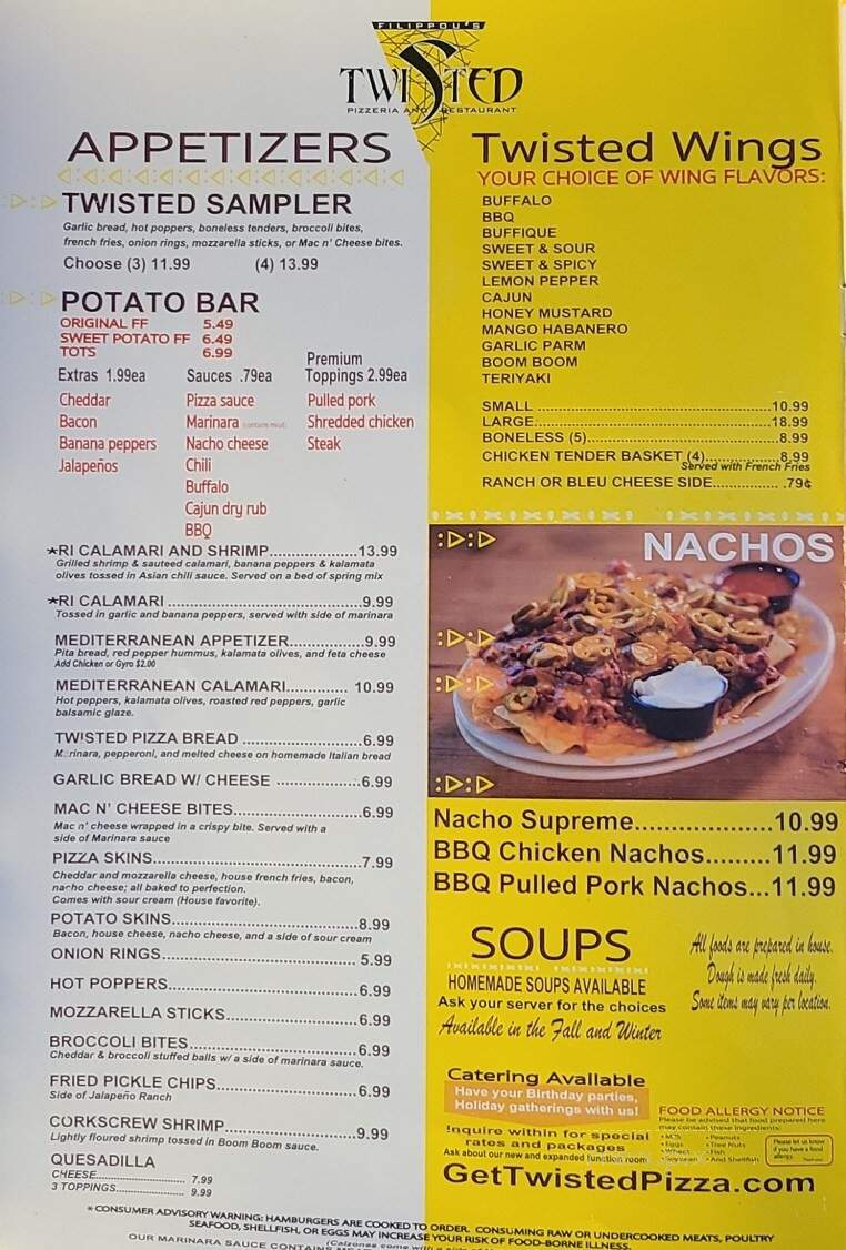 Twisted Pizzeria and Restaurant - Coventry, RI menu_pic