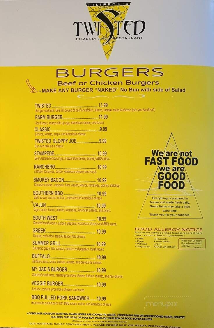 Twisted Pizzeria and Restaurant - Coventry, RI menu_pic