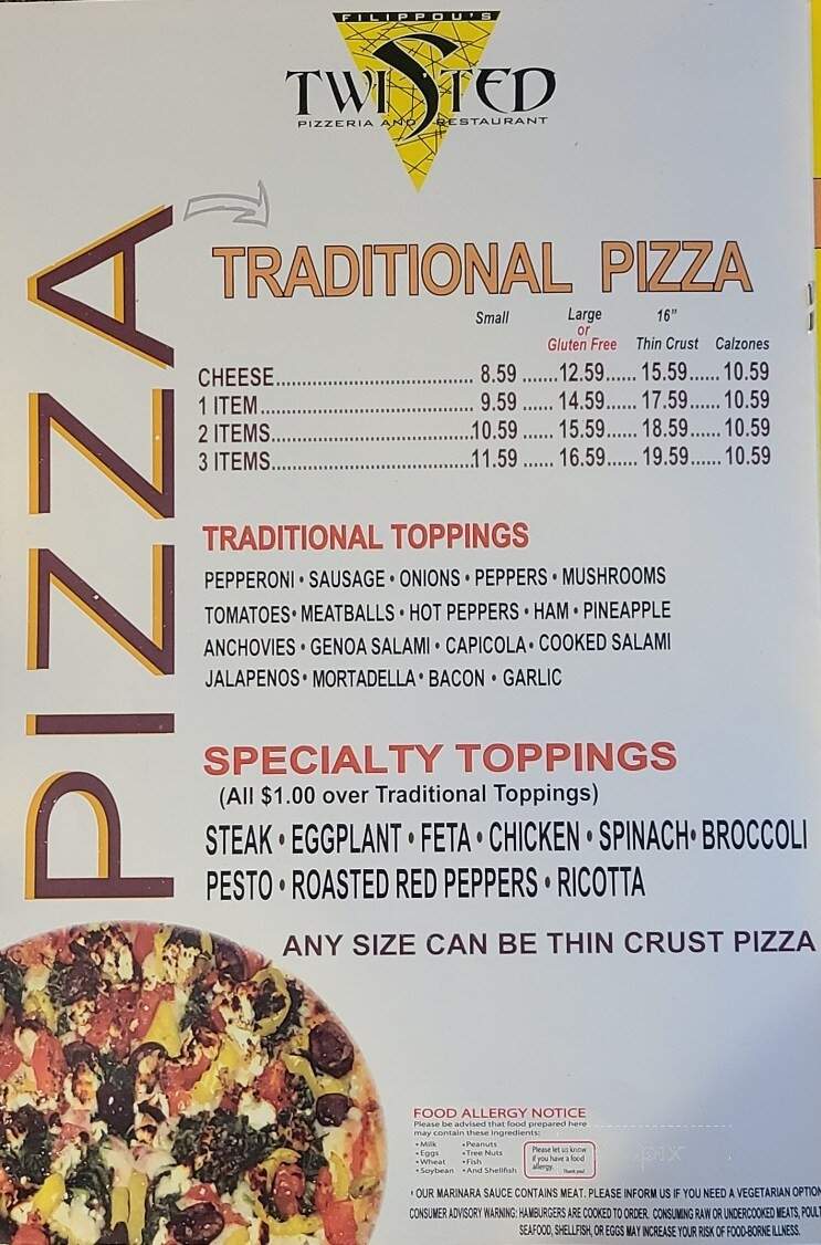 Twisted Pizzeria and Restaurant - Coventry, RI menu_pic