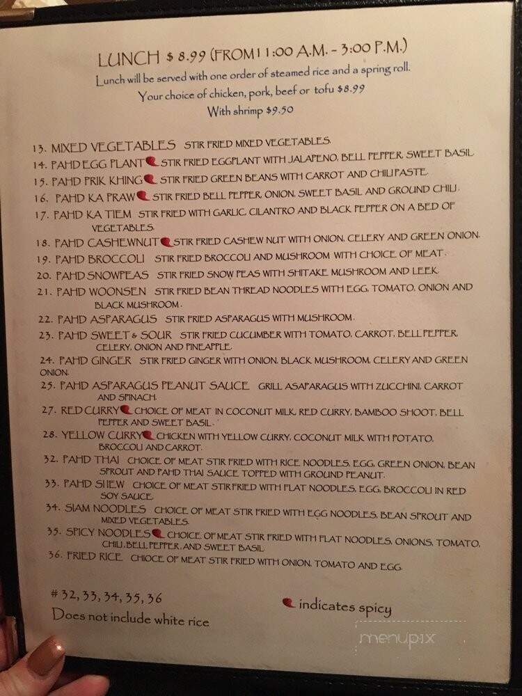 Thai Thai Cuisine - Branson, MO menu_pic
