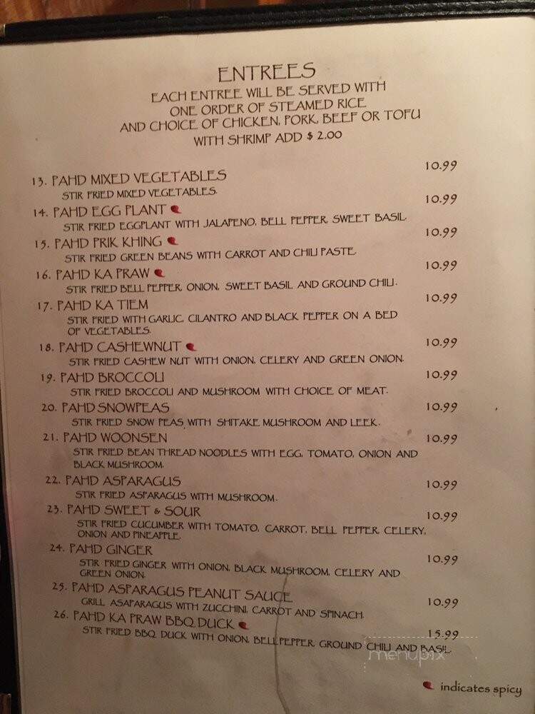 Thai Thai Cuisine - Branson, MO menu_pic