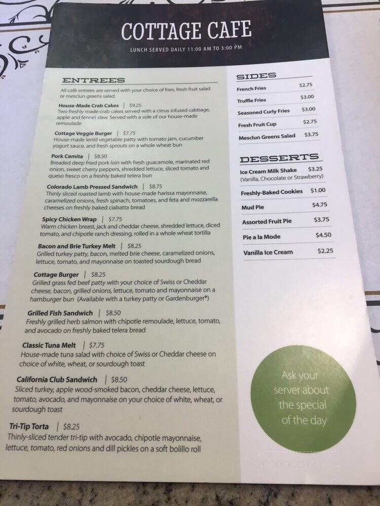 Cottage Cafe at Cottage Hospital - Santa Barbara, CA menu_pic