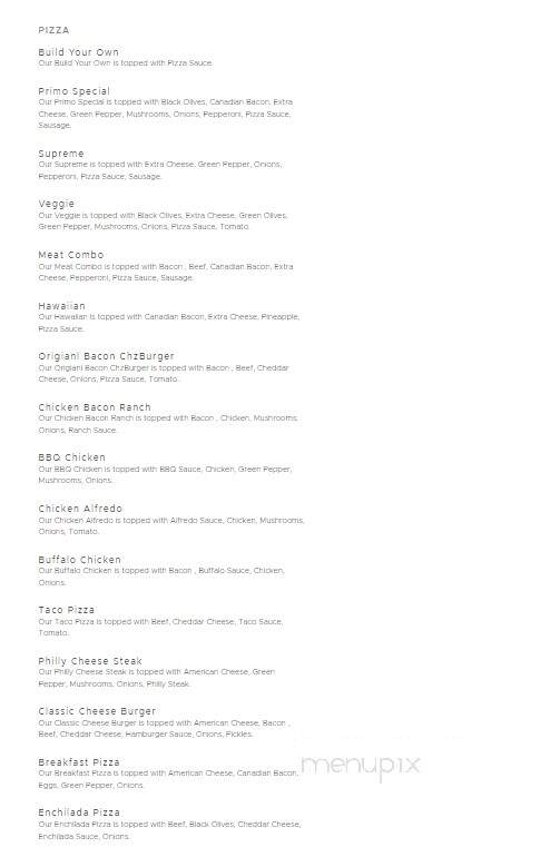 Primo Pizza - Monticello, MN menu_pic