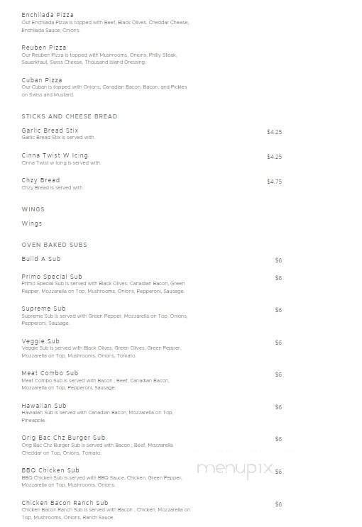 Primo Pizza - Monticello, MN menu_pic