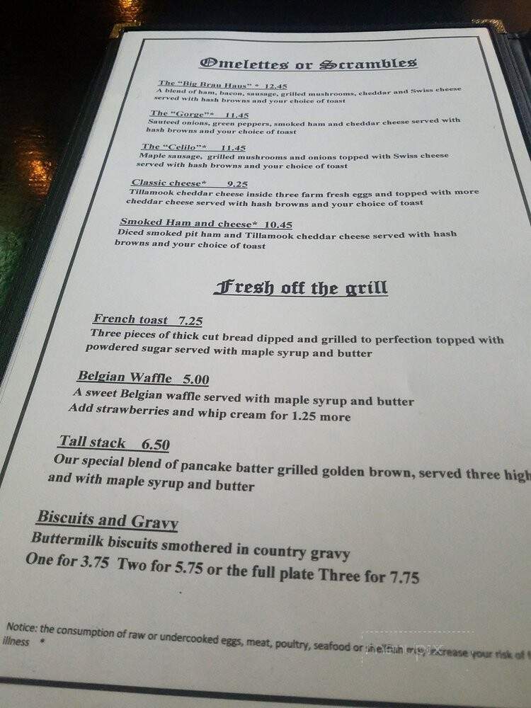 Zim's Brau Haus - The Dalles, OR menu_pic