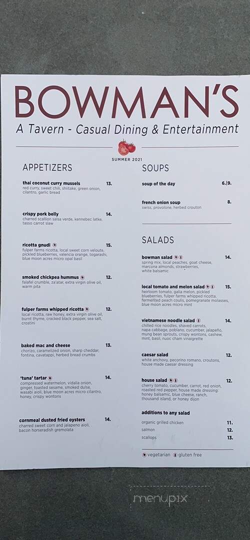 Bowman's Tavern - New Hope, PA menu_pic