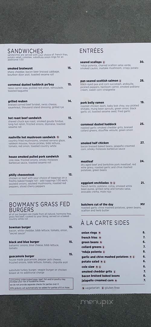 Bowman's Tavern - New Hope, PA menu_pic