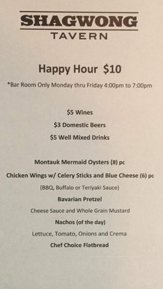 Shagwong Tavern - Montauk, NY menu_pic