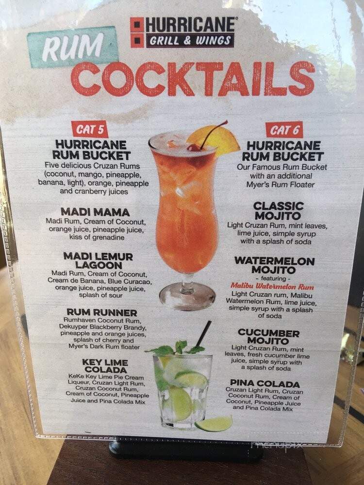 Hurricane Grill & Wings - St Augustine, FL menu_pic