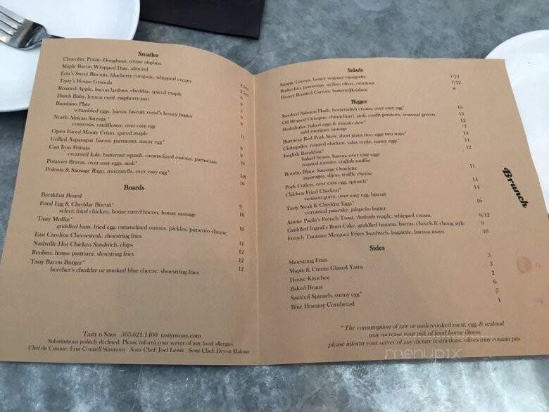 Tasty and Sons - Portland, OR menu_pic