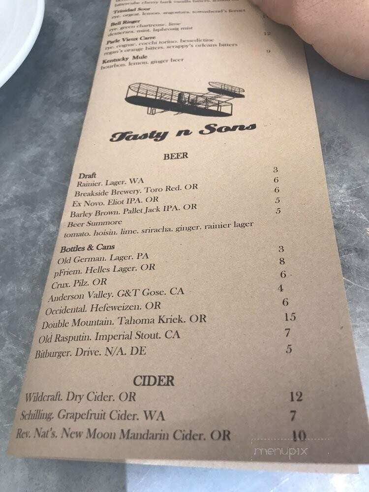 Tasty and Sons - Portland, OR menu_pic