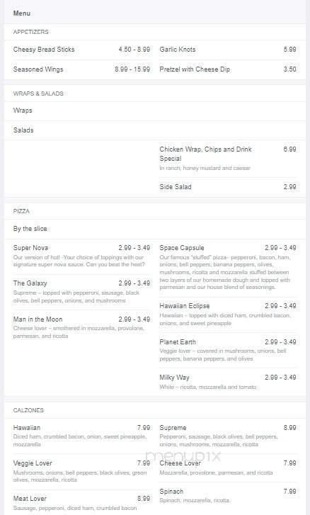 Flying Saucer Pizza Bistro - Gatlinburg, TN menu_pic
