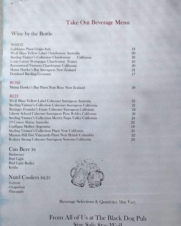 The Black Dog Pub - Toronto, ON menu_pic