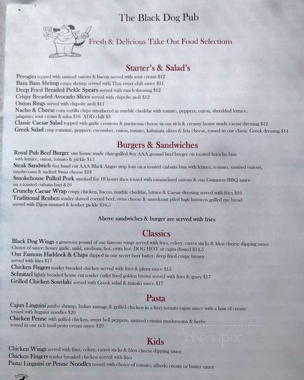 The Black Dog Pub - Toronto, ON menu_pic