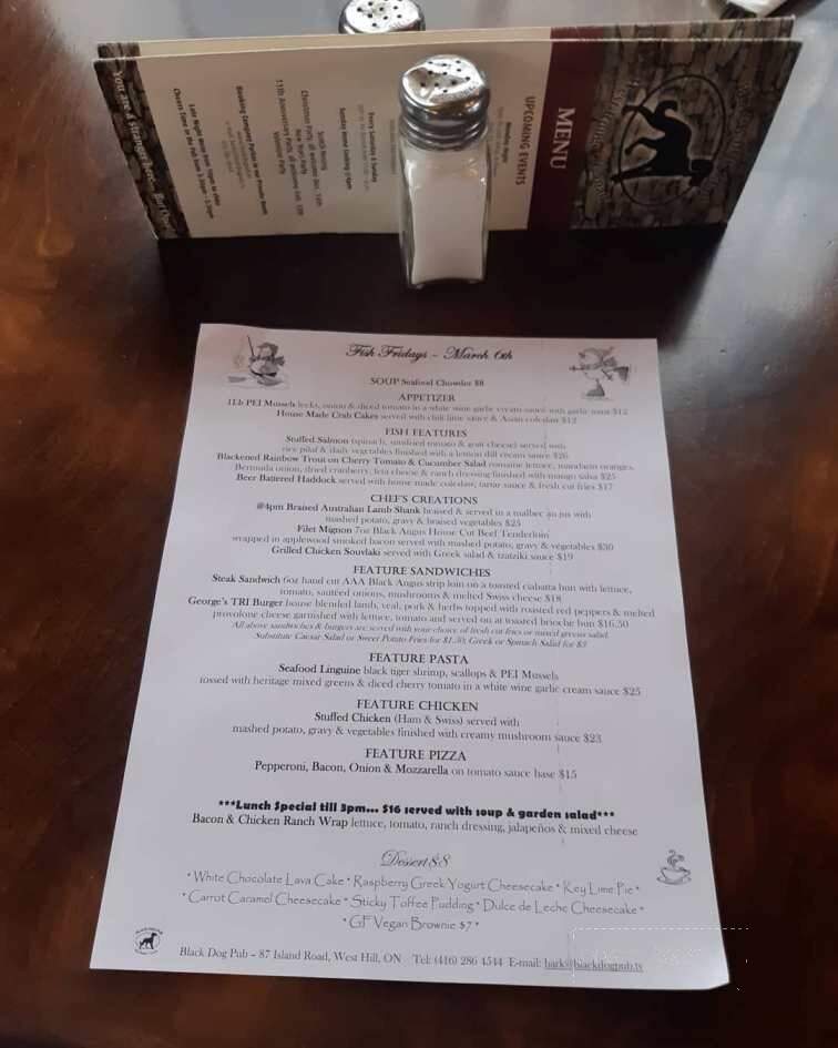 The Black Dog Pub - Toronto, ON menu_pic