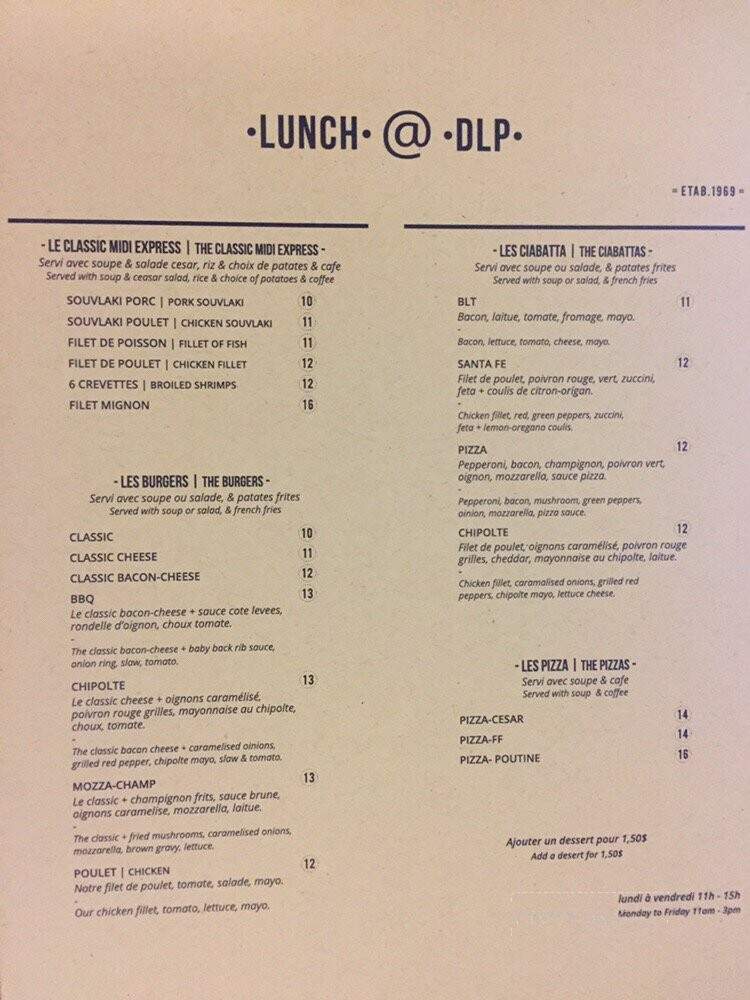 Restaurant De La Place - Chateauguay, QC menu_pic