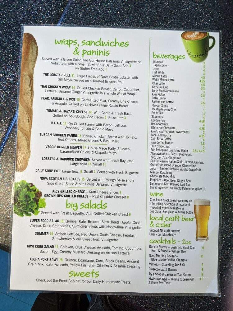 The Kiwi Cafe - Chester, NS menu_pic