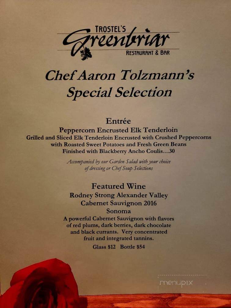 Greenbriar Restaurant & Bar - Johnston, IA menu_pic