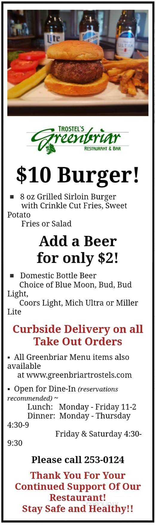 Greenbriar Restaurant & Bar - Johnston, IA menu_pic