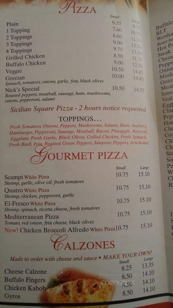 Nicks Pizza Roast Beef & Subs - Wakefield, MA menu_pic