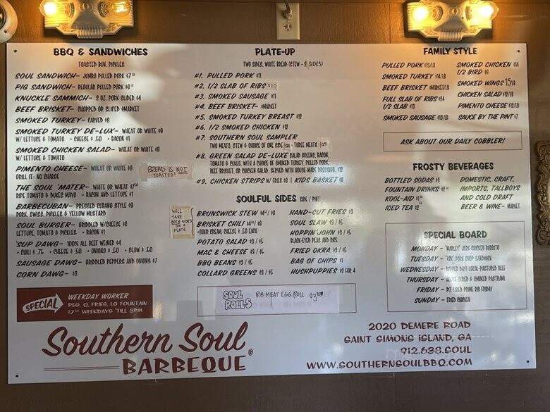 Southern Soul Barbeque - St Simons Island, GA menu_pic