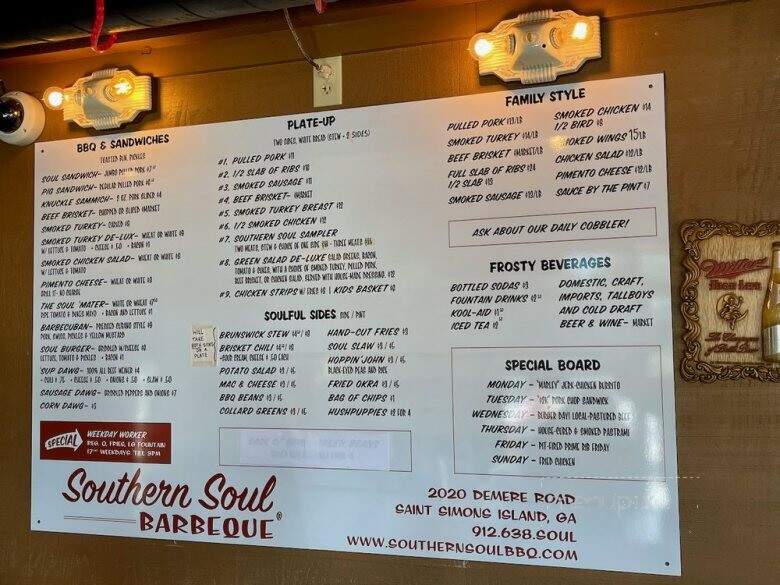 Southern Soul Barbeque - St Simons Island, GA menu_pic