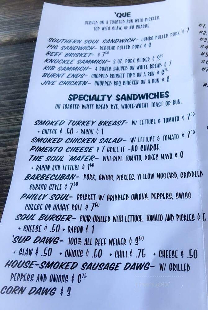 Southern Soul Barbeque - St Simons Island, GA menu_pic