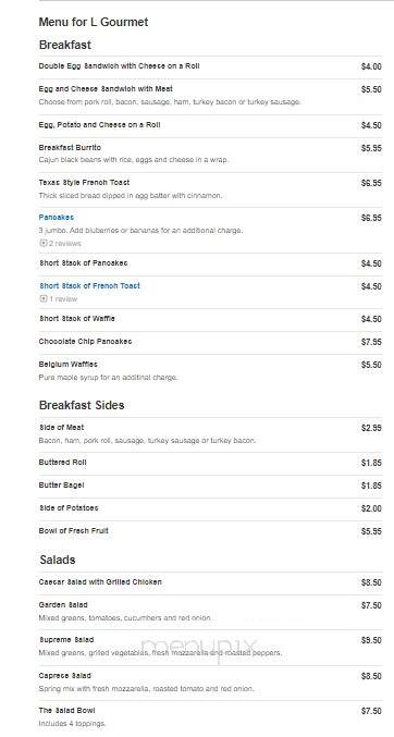 L Gourmet - Beachwood, NJ menu_pic