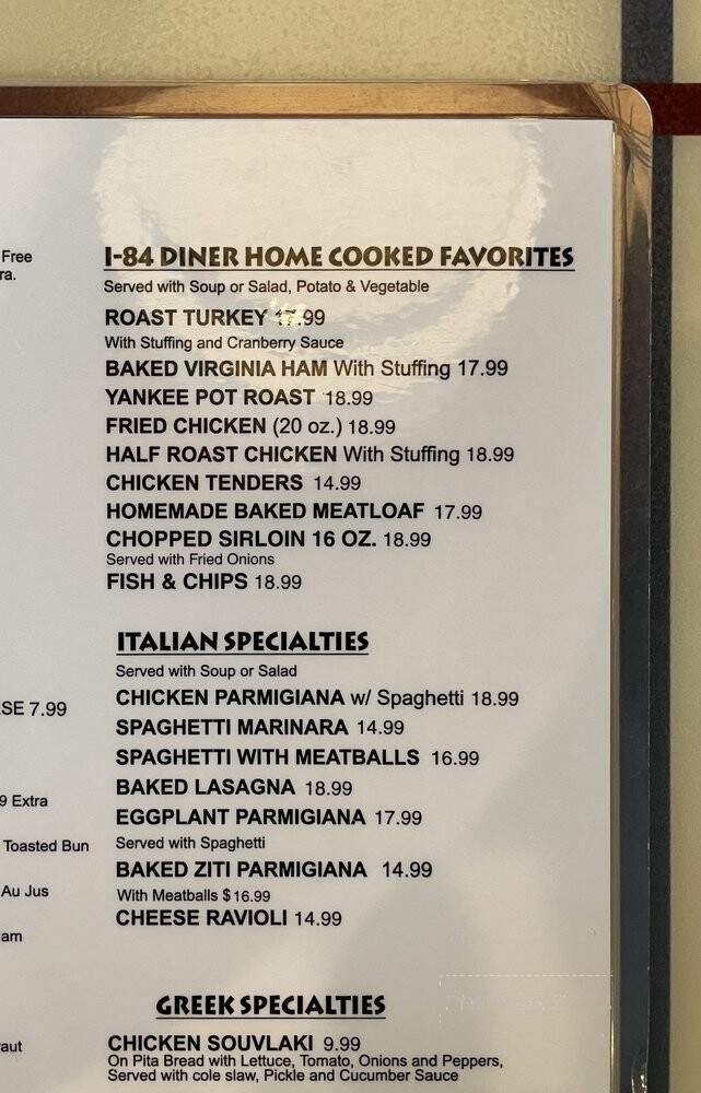 I-84 Diner - Fishkill, NY menu_pic