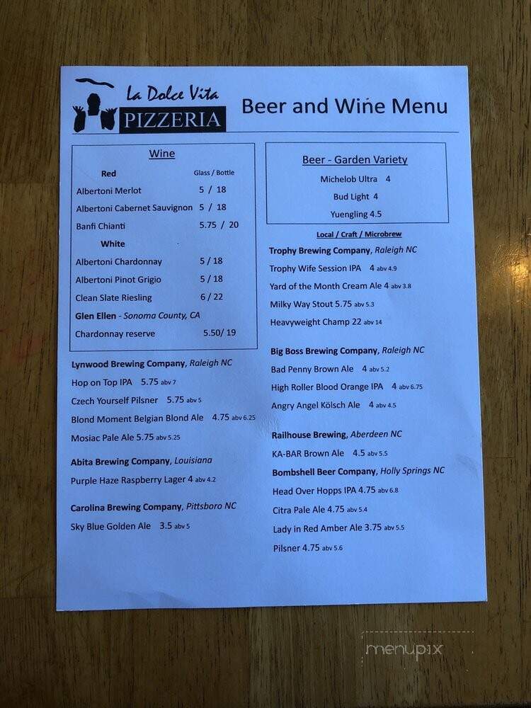 La Dolce Vita Pizzeria - Sanford, NC menu_pic