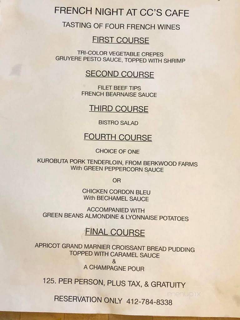 C C's Cafe - Sharpsburg, PA menu_pic