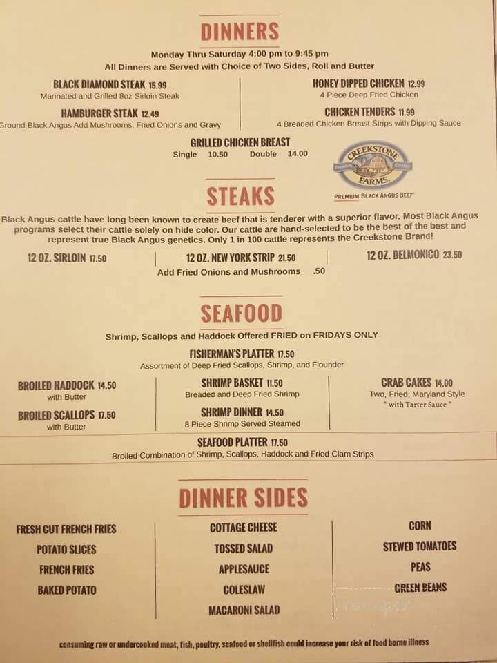 Colonial Inn - Covington, PA menu_pic