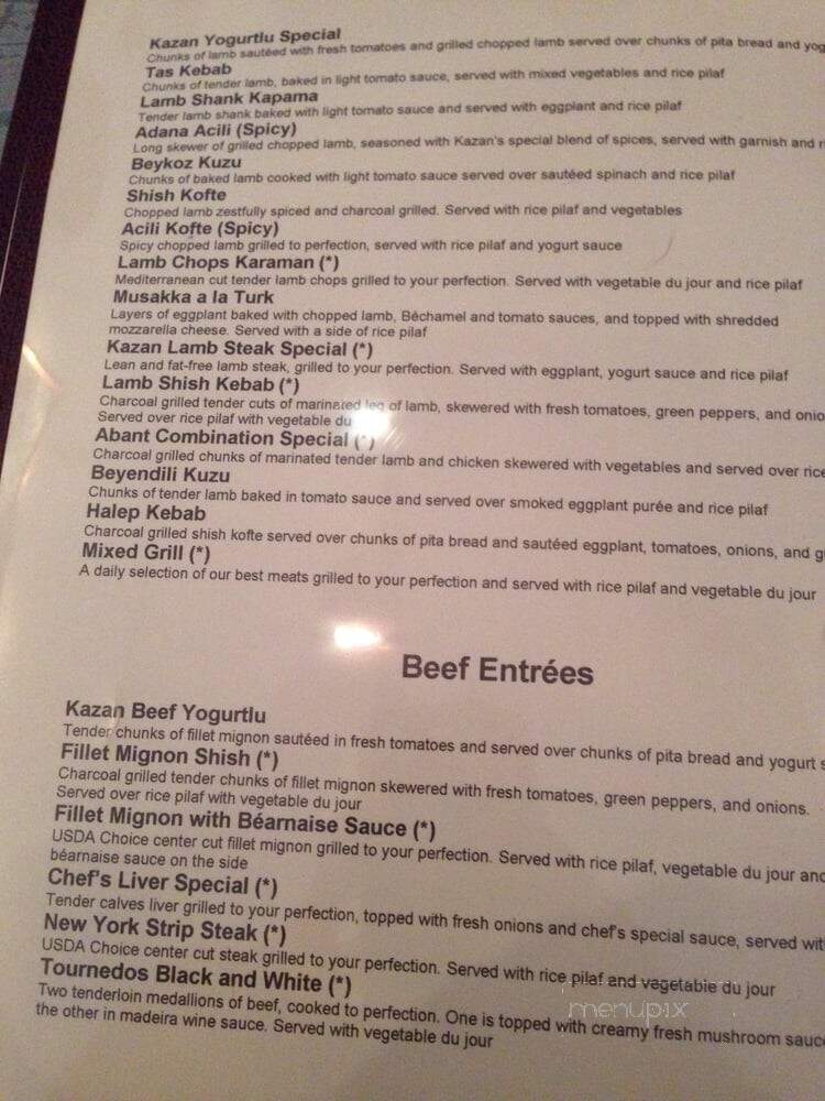 Kazan Restaurant - McLean, VA menu_pic