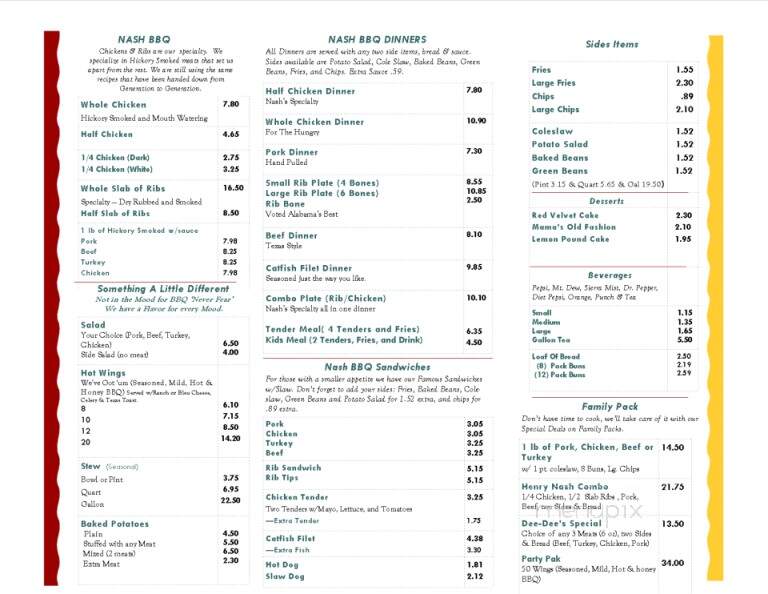 Nash Bar-B-Que - Decatur, AL menu_pic