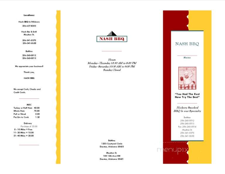 Nash Bar-B-Que - Decatur, AL menu_pic