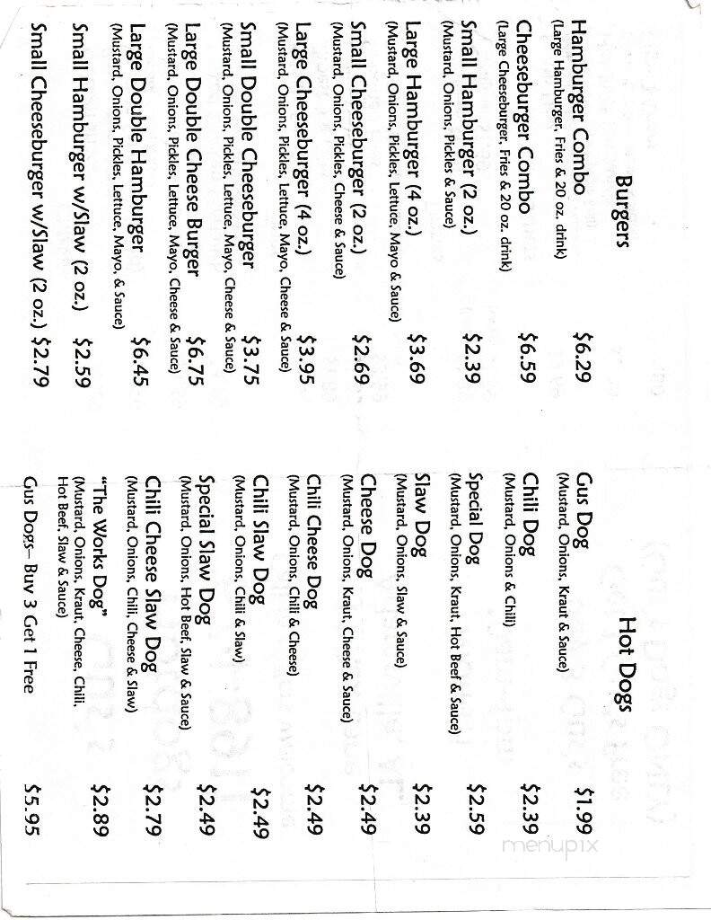 Gus's Hot Dogs - Adamsville, AL menu_pic