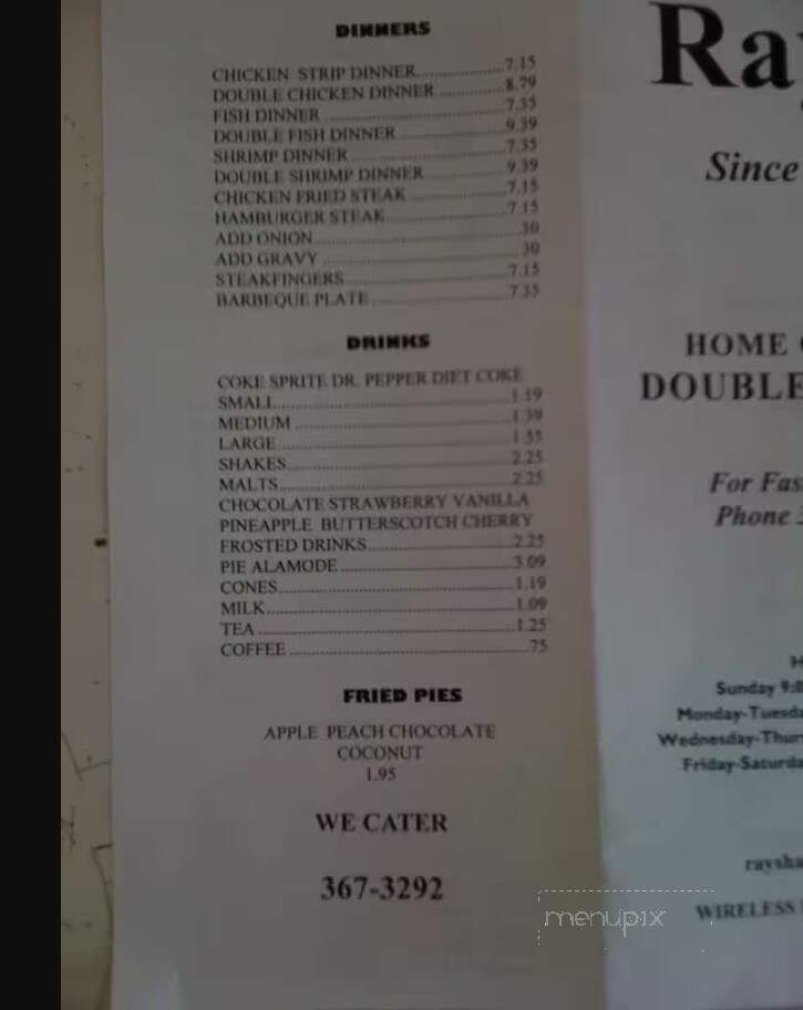 Ray's - Monticello, AR menu_pic
