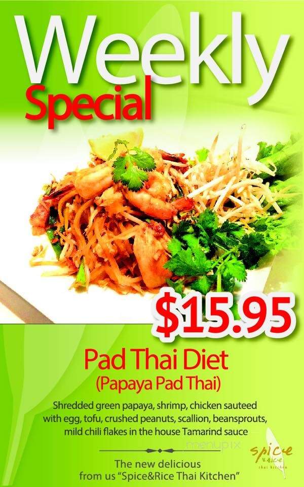 Spice & Rice Thai Kitchen - La Jolla, CA menu_pic
