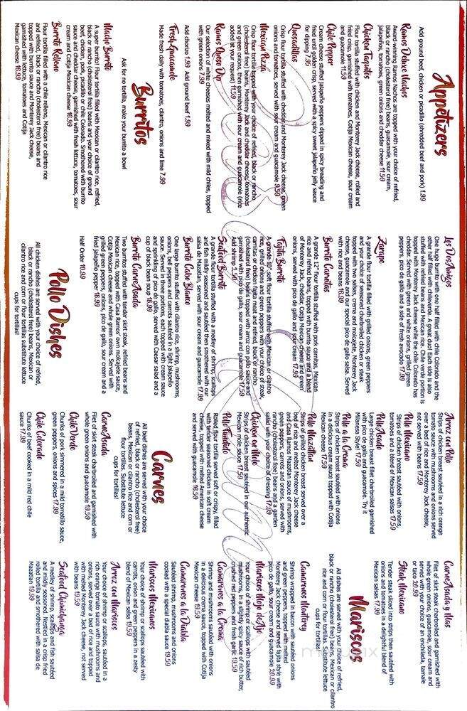 Casa Ramos Mexican Restaurant - Mount Shasta, CA menu_pic