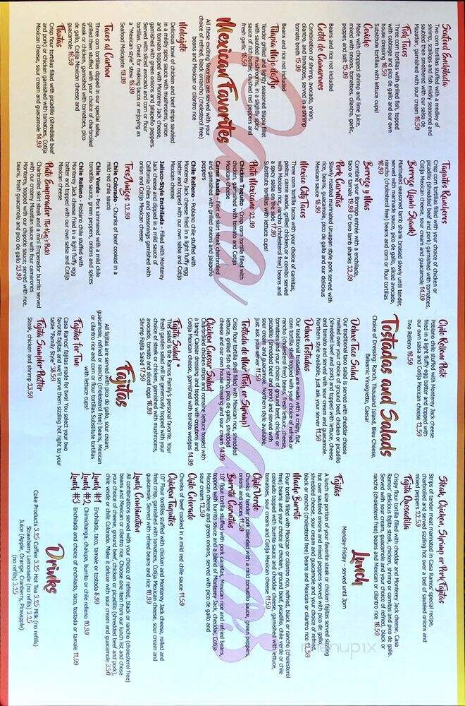 Casa Ramos Mexican Restaurant - Mount Shasta, CA menu_pic