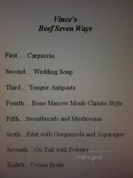 Vince's Italian Restaurant - West Sacramento, CA menu_pic
