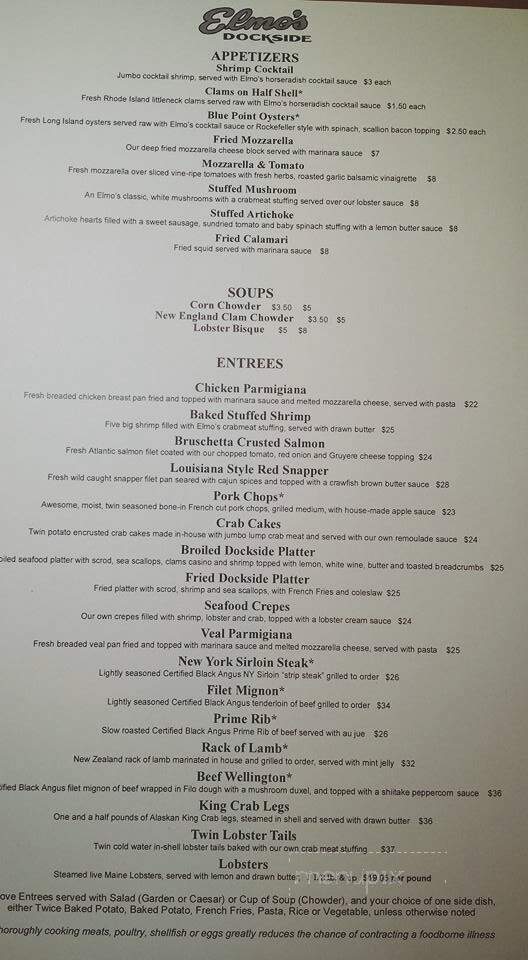 Elmo's Dockside - Vernon-Rockville, CT menu_pic