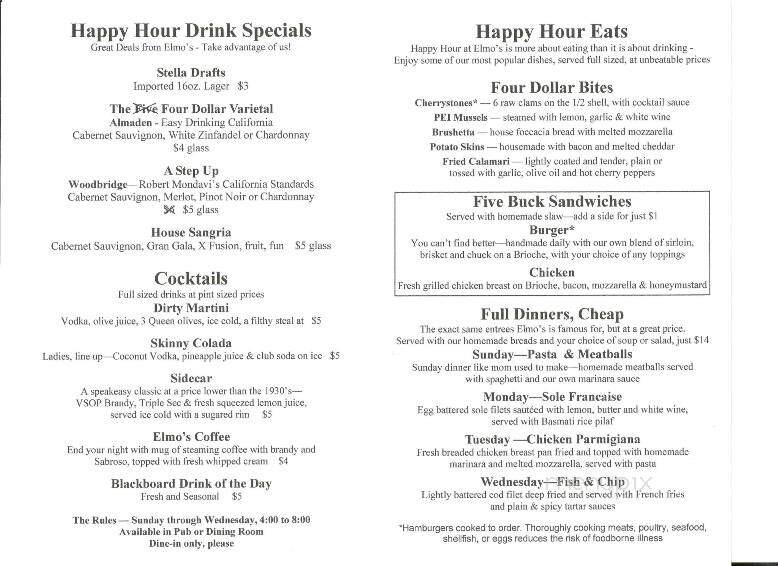 Elmo's Dockside - Vernon-Rockville, CT menu_pic