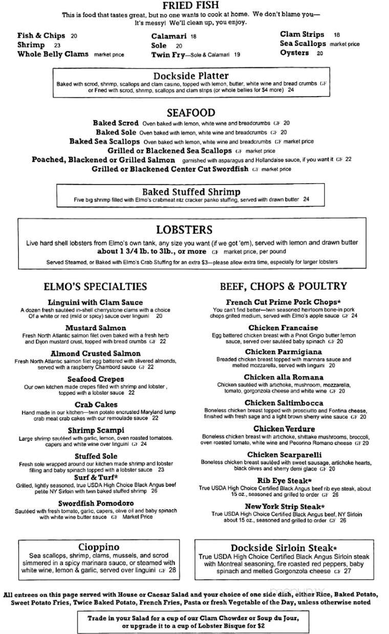 Elmo's Dockside - Vernon-Rockville, CT menu_pic
