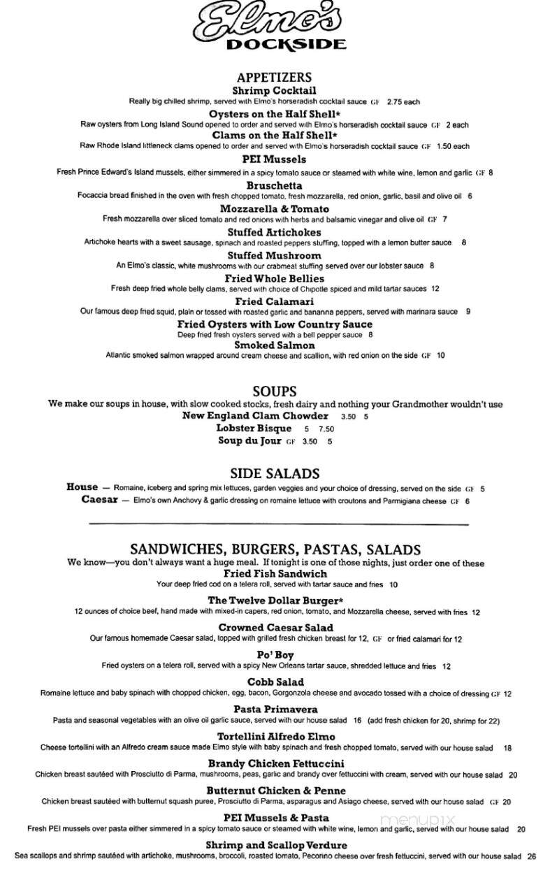 Elmo's Dockside - Vernon-Rockville, CT menu_pic